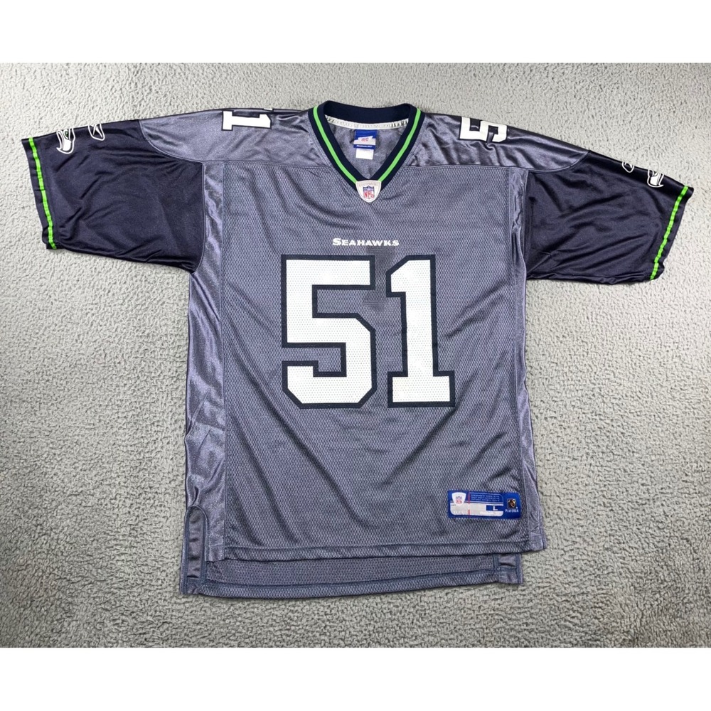 VTG Reebok Jersey Mens L Lofa Tatupu 51 Seattle Seahawks NFL Equipment Blue Mesh